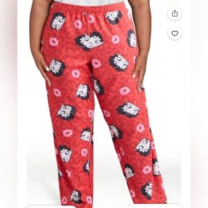Betty Boop Women's Sleep Pant Pajamas Lounge 3X NWT Kiss Lips  Red Pockets